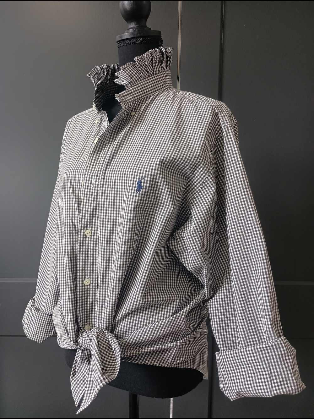 Upcycled Women's Ralph Lauren Ruffled Collar Shirt #071